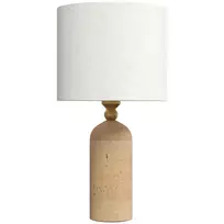Vintažinis stalo šviestuvas E27 su medžiaginiu gaubtu ir laidiniu jungikliu, 48 cm, smėlio spalvos