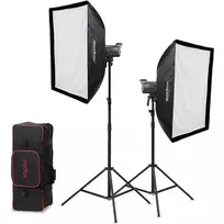 Godox Litemons LA200D K2 2 šviesų dienos šviesos LED monolight rinkinys su softbox'ais, stovais ir nešiojimo krepšiu