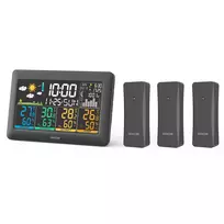Sencor SWS 6300 orų stotis su spalvotu LCD ir 3 belaidžiais davikliais, juoda