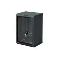 Triton RBA-09-AS3-BAX-C1 juoda 10 colių sieninė spinta, vientiso korpuso, 9U, 300 mm, su stiklinėmis durimis, RAL 9005