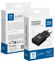 Juodas 2xUSB-C GaN QC4.0 PD 3A 30W pakrovėjas "Blue Star Slim TFK-SC-30WCC"