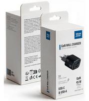 Juodas 1xUSB-A + 1xUSB-C GaN QC4.0 PD 3A 45W pakrovėjas "Blue Star Nano VT-334"