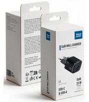 Juodas 1xUSB-A + 1xUSB-C GaN QC4.0 PD 3A 33W pakrovėjas "Blue Star Nano VT-332"