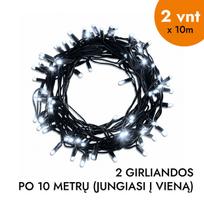 Lauko ir vidaus girlianda (šaltai baltos LED lemputės) 20 m PROLED juoda