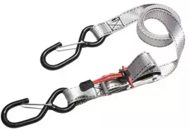 MASTER LOCK 1,80m x 25mm spyruokliniai fiksavimo diržai su kabliukais, 4 vnt., pilki, juodi, pilki, poliesteris, S-formos kabliukas, daiktų pervežimui, vilkimui, 2.5 cm, 180 cm