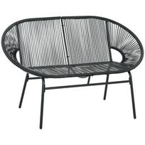 Sodo suoliukas, plienas, PE ratanas, 260 kg, 132x72x83 cm, 2 vietų