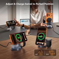 4 viename belaidis įkrovimo stovas, X6, baltas, magnetinis, USB-C adapteris