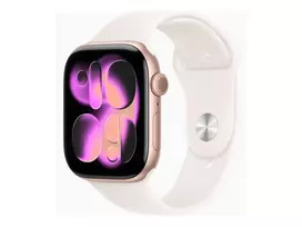 Išmanusis laikrodis „Apple Watch 11“ su GPS, 46 mm, rožinio aukso spalvos, „Alu Sport Band“ dirželis, dydis S/M, rožinis (MEV64RK/A)