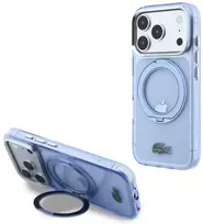 Dėklas Lacoste IML blizgus paviršius su žiediniu stovu MagSafe, skirtas iPhone 18 Pro Max / 17 Pro Max / mėlyna