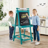 Dailės stovas, 3-in-1 sulankstomas dvipusis su kreida ir balta lenta, 55x66x106/116/126 cm, Žalias