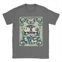 Men TShirt Cuphead Playing Card Vintage 100 Cotton Tees Short Sleeve  T Shirt O Neck Clothes 6XL 4XL beige