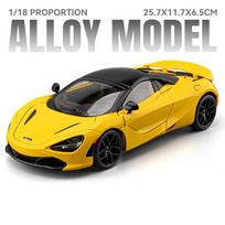 1:18 720S Alloy Sports Car Model Diecasts Metal Track Racing Car Vehicles Model Sound Light Simulation Collection Kids Toys Gift oranžinė