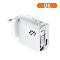 45w Charger 15wUSB + PD30w Type-C Retractable Wire Fast Charging Phone Adapter For iPhone 15-17 Xiaomi Samsung Huawei Cellphones UK Plug balta