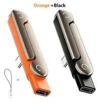 240W Type C į Type C 2-in-1 greito įkrovimo ir duomenų adapteris su telefono laikiklio funkcija, sulankstomas telefono įkrovimo laikiklio adapteris 2Pcs orange black