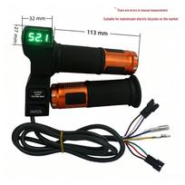Green Screen 23-Speed Electric Vehicle Throttle Grip with Voltage Display black