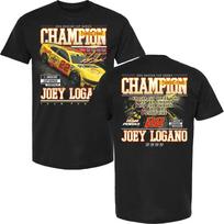 Joey Logano Išskirtiniai NASCAR Cup Series Čempiono Statistikos Marškinėliai Juodi L beige