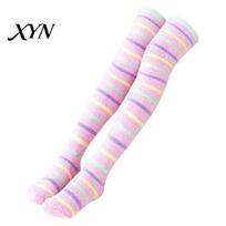 Soft Plush Socks 1 Pair Women Thigh High for Winter, Thickened Coral Fleece Leg Thick Warm Warmer Long Stockings, Fluffy Over Knee Boot Girls Winter One Size G white