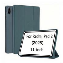 Case for Xiaomi Redmi Pad 2 2025 11-inch PU Leather Flip Smart Cover,Magnetic Stand Case,Soft Silicone Back Shell black