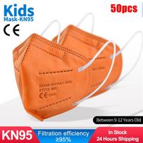 FPP2 kaukė vaikams KN95 veido kaukė 9-12 metų burnos kepuraitėms vaikams, tušas 50pcs oranžinė