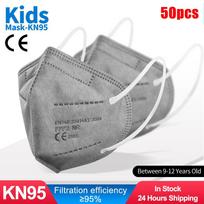 FPP2 kaukė vaikams KN95 veido kaukė 9-12 metų burnos kepuraitėms vaikams, tušas 50pcs pilka
