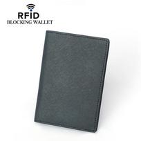 RFID Genuine Leather Passport Holder - Top Layer Cowhide Protective Cover for Men and Women gray