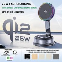 QI2 25W magnetinis automobilinis belaidis įkroviklis su laikikliu, 360° besisukantis, siurbimo puodelis, telefono laikiklis ir aušinimo ventiliatorius, skirtas iPhone 17 Pro Max No 45W Phone Charger gray