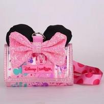 Vaikiška kuprinė, didelės talpos mokyklinė kuprinė, pietų krepšys ir riedanti kuprinė Pink minnie wallet with strap