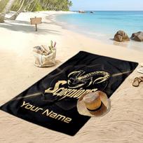 Scorpions Custom Beach Towel, Print Your Name Text Lightweight Absorbent Towel for Swimming Travel 80cmx160cm(31x63inch) black