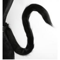 Rankų darbo purios katės uodegos ir lapės ausų aksesuarai Lolita Cosplay Kawaii Anime kostiumas Fluffy Cat TailBlack black