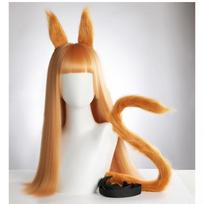 Rankų darbo purios katės uodegos ir lapės ausų aksesuarai Lolita Cosplay Kawaii Anime kostiumas Fluffy Fox TailCoffee white