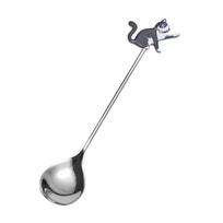 Cute Polished Cat Fish Stainless Steel Spoon Colorful Japanese Korean Style Teaspoon Stirring Spoon Dessert Spoon Ice Cream gray