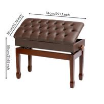 Leather Piano Bench with Adjustable Height Padded Cushioned Keyboard gray