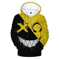 Fashion Devil Smiley Face 3D Print Hoodie Oversize Sweatshirts Men Women Casual Long Sleeve Streetwear Pullover Unisex Clothes XL yellow