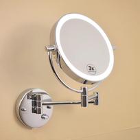 Sieninis LED dvipusis vonios makiažo veidrodis su šviesa ir didinimo funkcija Flat + 5x Magnification