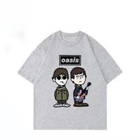 British Rock Band O-Oasis Live 25 Punk T-shirt Men Women's Cartoon Vintage Hip Hop Streetwear Summer Cotton Short Sleeve Top 4XL white