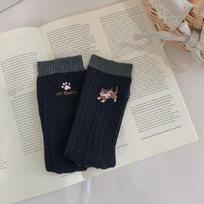Winter and Autumn Kids' Knee-Length Cartoon Cat Paws Embroidered Chunky Stockings Thick Knit Cute Socks 1 pair juoda