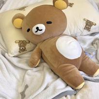 Mielas pakreiptos galvos alaus pilvo Rilakkuma pliušinis žaislas, minkšta kimštinė gyvūno pagalvė miegojimui 50cm ruda/balta