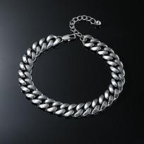 Steel Anklet European and American Street Shot Refined Thick Chain Ins Blogger Female Online Influencer Metal Retro Cuban Link Chain Men's Anklet 25cm Anklet (Silver) black