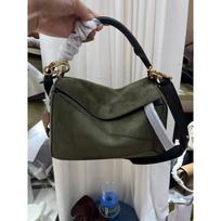 [High version] Luojia autumn and winter new medieval geometric bag cow velvet splicing pillow bag Boston bag 24cm gray