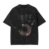 Death Stranding Hand Print T Shirts Washed Cotton Oversized T-Shirt for Men Women Clothing Summer Cotton M black
