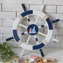 Viduržemio jūros stiliaus medinio laivo vairo dekoracija 45cm Jūrinis vairas Rankų darbo Amatų Gaminys Patvarus Kabantis Ornamentas Namų Sienai (as the picture,45cm) gray