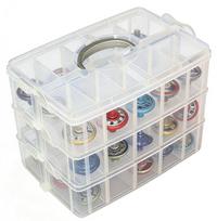 CAXBGKN Beyblade Storage Case 3-Layer Separable Organizer Box Portable Transparent Plastic Divider Parts Container 26x17x18cm white