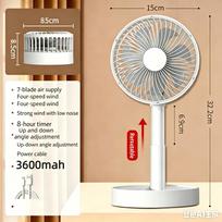 Xiaomi 2026 Rechargeable Foldable Fan 1800mah with 4 Speeds  Timing,Battery Operated Mini Fan for Bedroom Indoor  OutdoorTable Fan white