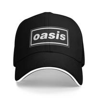 O-Oasis Roko Grupės Logotipas Sumuštinių Kepurės Suaugusiems, Lauko Kepurės Nuo Saulės Reguliuojamos Poliesterinės Kepurės Su Snapeliu Vasarinės as show black