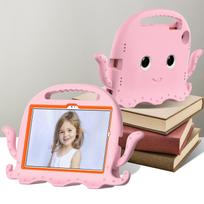 Vaikams skirta dėklas Samsung Galaxy Tab A8 10.5“ A7 10.4  A9 A11 plus S7/S8/S9/S10 FE S11 11“ Atsparus smūgiams Viso korpuso Rankena Stovas Animacinis aštuonkojis Dangtelis Tab S9 11" X710/X716/X718 rožinė