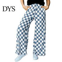 Women Workwear Pants Elastic High Waist Plaid Print Wide Leg Modifying Legs Wide-leg Casual Loose Fit Trousers Vacation Work Daily Wear 2XL gray