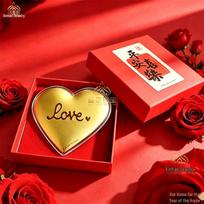 Shuibei 999 Pure Gold  One Heart, One Mind  Cake - 520 Gift for Her, Perfect for Qixi Festival & Valentine's Day. Single Cake red