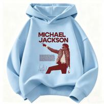 Vaikų Michael Jackson spaudinio berniukų ir mergaičių gobtuvas – Šiltas rudens/žiemos retro stiliaus pop ikonų grafinis džemperis berniukams ir mergaitėms 150 gray