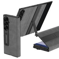 Full‑Coverage Flip Folio Phone Case With Multi‑Purpose Folding Stand For Samsung Galaxy Z TriFold For Samsung Galaxy Z TriFold tamsiai pilka spalva