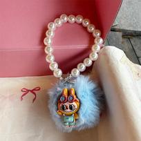 Soft Cute Hairball Bunny Cute Plush Doll Keychain Girl Girlfriend Cartoon Creative Bag Pendant Jewelry mėlyna